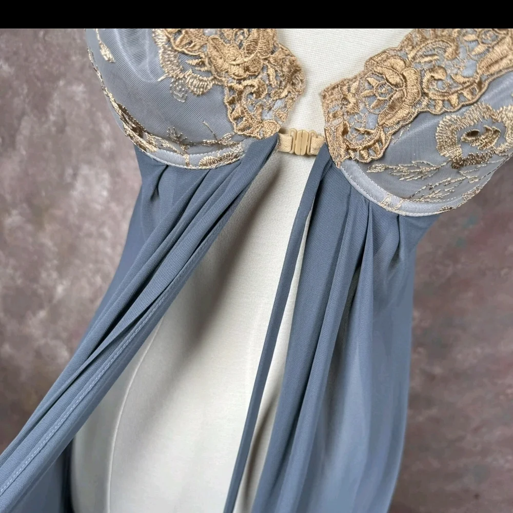 Victoria's Secret Blue Chemise with Gold Lace - Picture 2 of 7